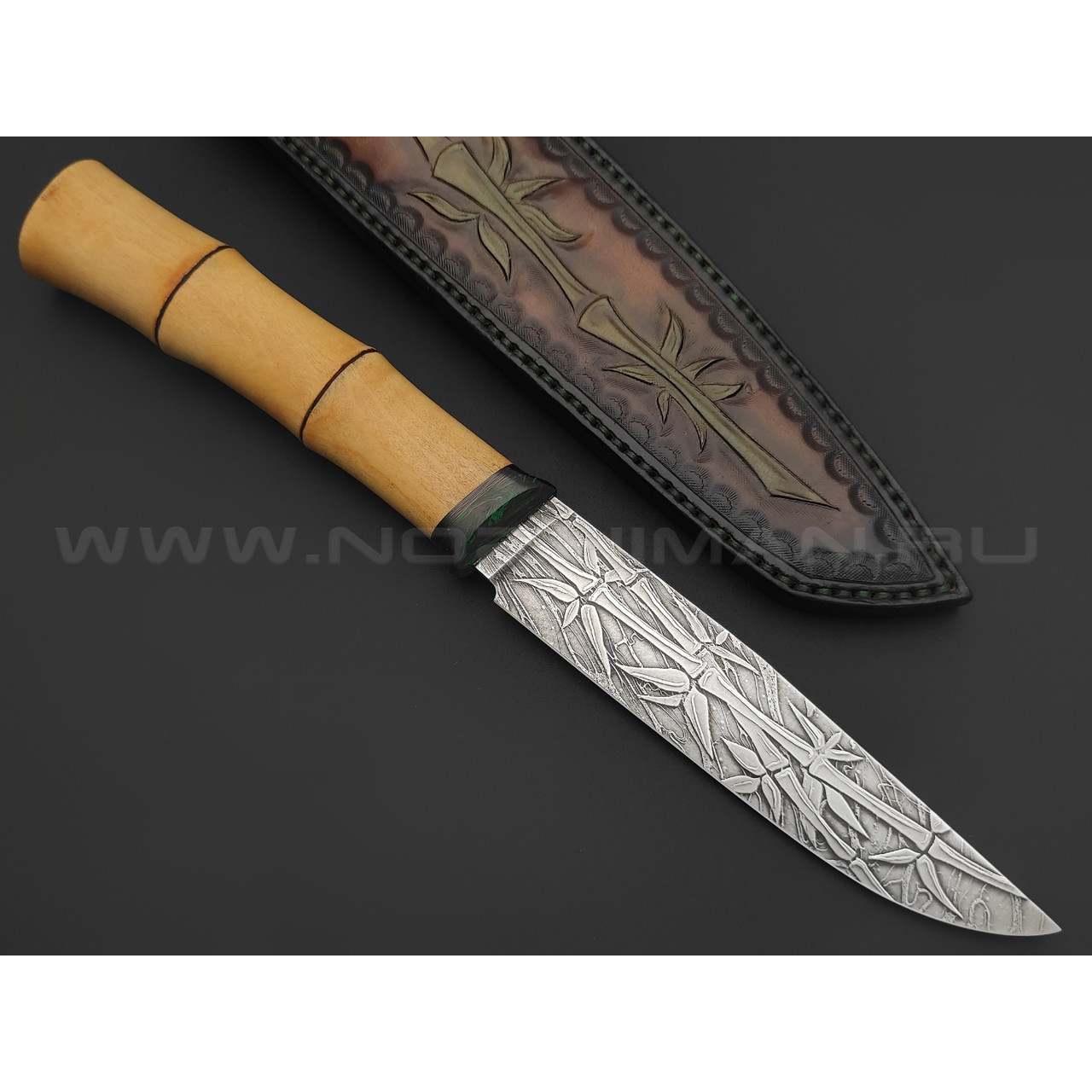 Волчий Век нож Bamboo Custom сталь RWL-34 WA, рукоять Самшит, chaotic carbon fiber