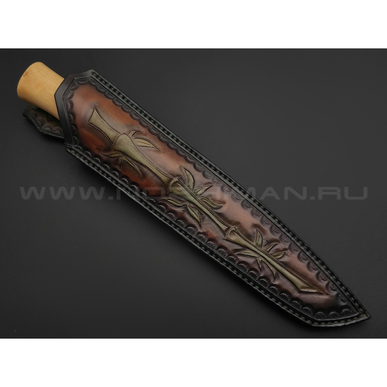 Волчий Век нож Bamboo Custom сталь RWL-34 WA, рукоять Самшит, chaotic carbon fiber
