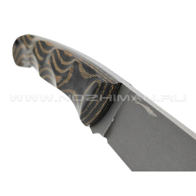 Волчий Век нож Ямской сталь D2 WA блэквош, рукоять Micarta black & yellow