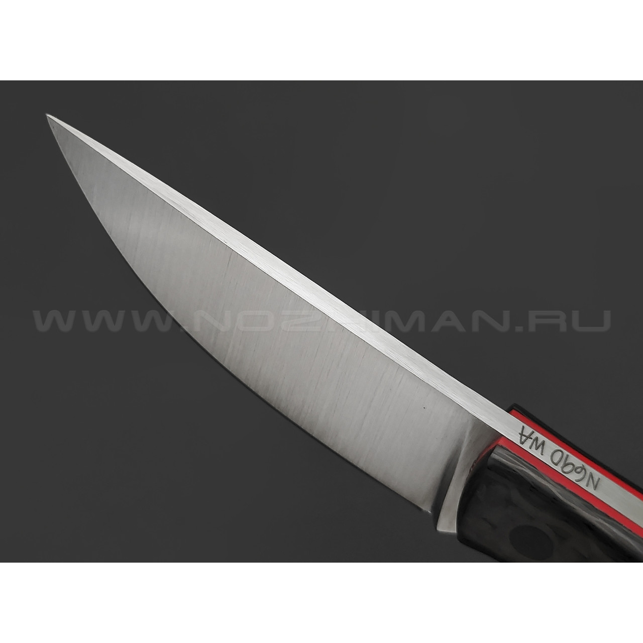 Волчий Век нож Слоненок сталь N690 WA satin, рукоять Carbon fiber