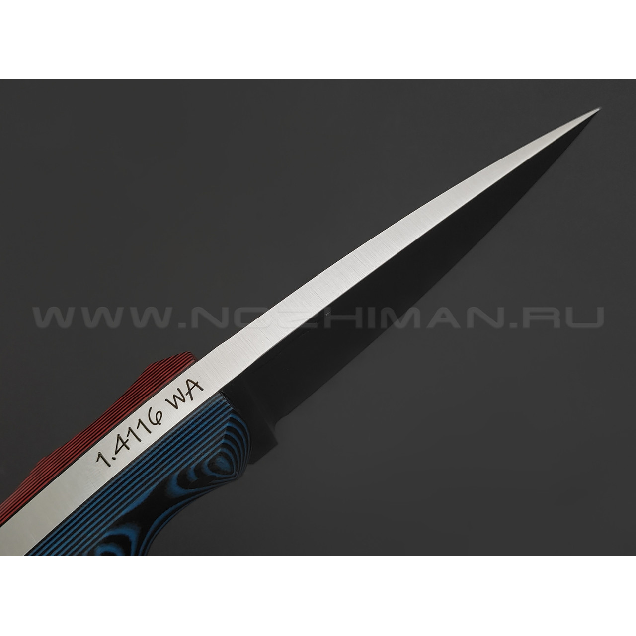 Волчий Век нож Оса Harley Quinn Edition сталь 1.4116 Krupp WA satin, рукоять G10 red & blue