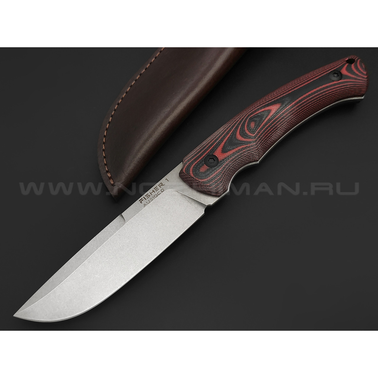 Eagle Knives нож Fisher 1 сталь Aus10Co стоунвош, рукоять G10 black & red
