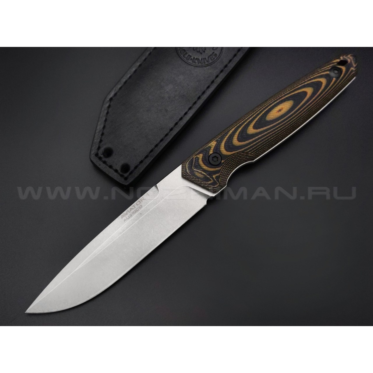 Eagle Knives нож Aviator 1 сталь Aus10Co стоунвош, рукоять G10 black & orange