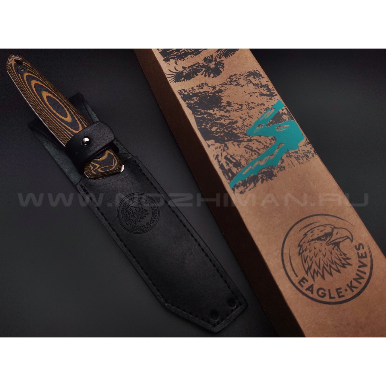 Eagle Knives нож Aviator 1 сталь Aus10Co стоунвош, рукоять G10 black & orange