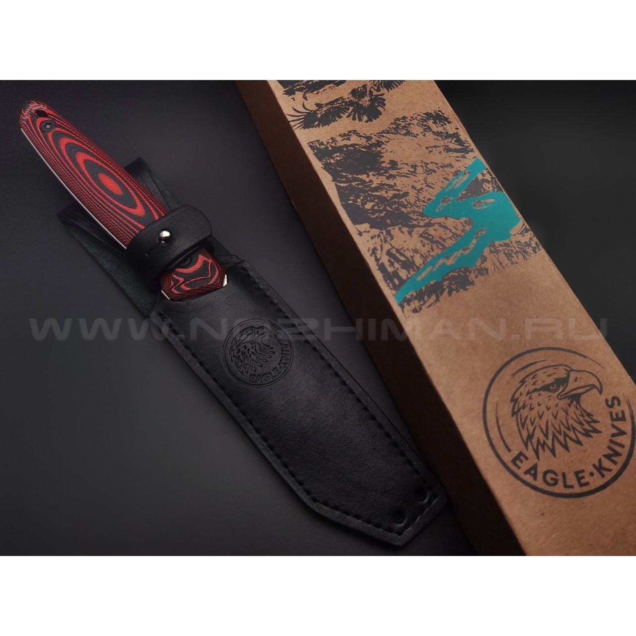 Eagle Knives нож Aviator 1 сталь Aus10Co стоунвош, рукоять G10 black & red