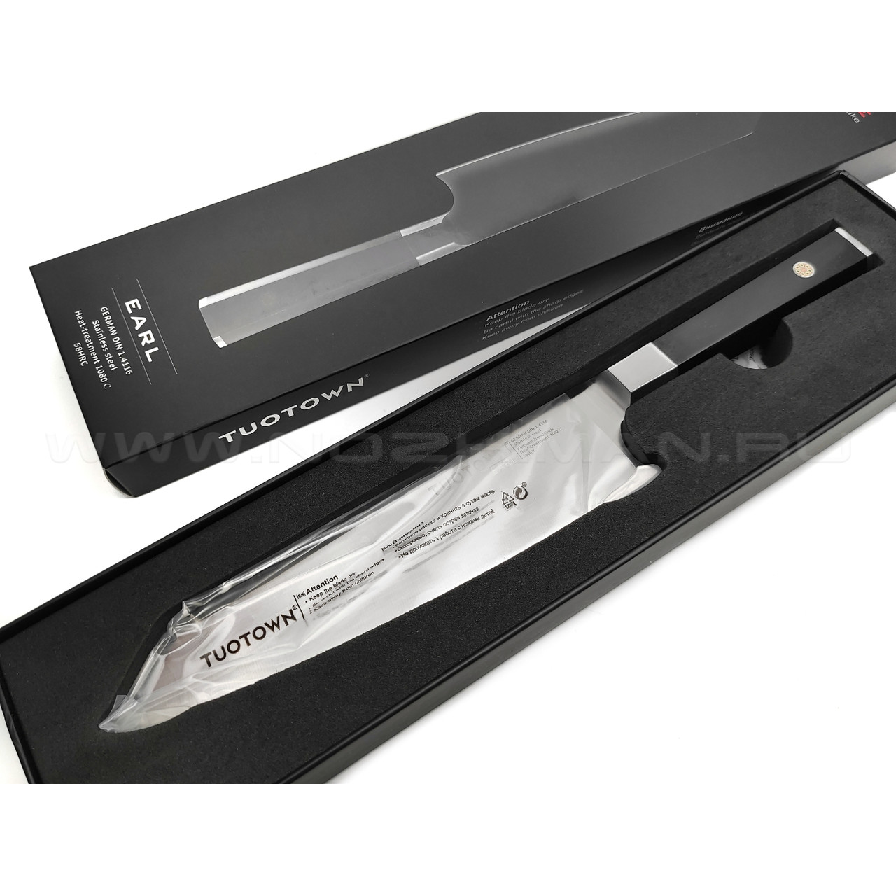 TuoTown Earl Kiritsuke 208002 сталь German 1.4116, рукоять Black wood