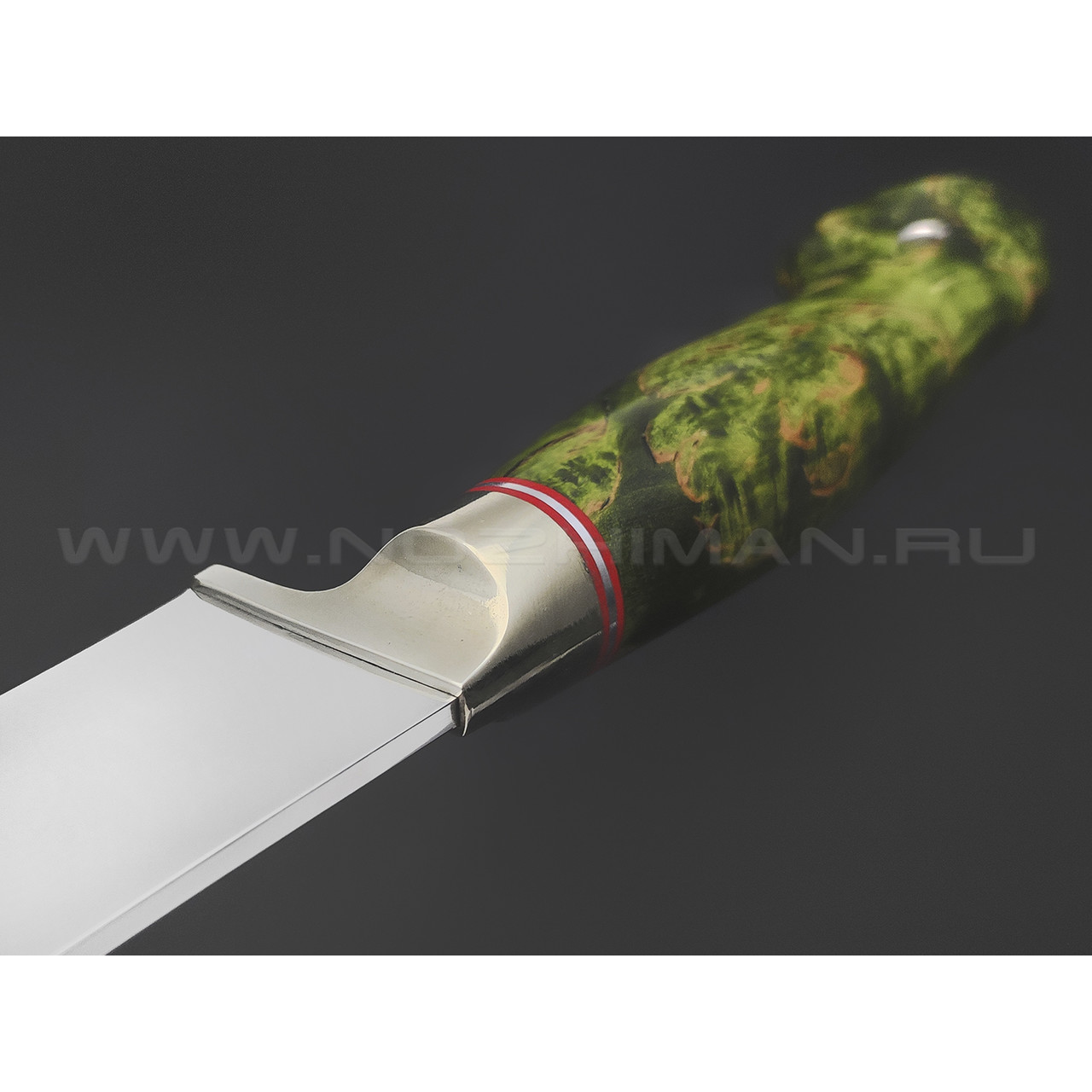 Товарищество Завьялова нож Пчак-Б сталь K340, рукоять Карельская береза зеленая, мельхиор