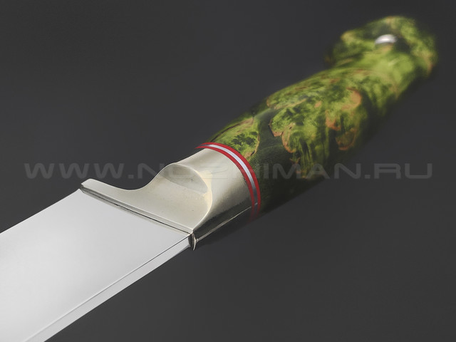 Товарищество Завьялова нож Пчак-Б сталь K340, рукоять Карельская береза зеленая, мельхиор