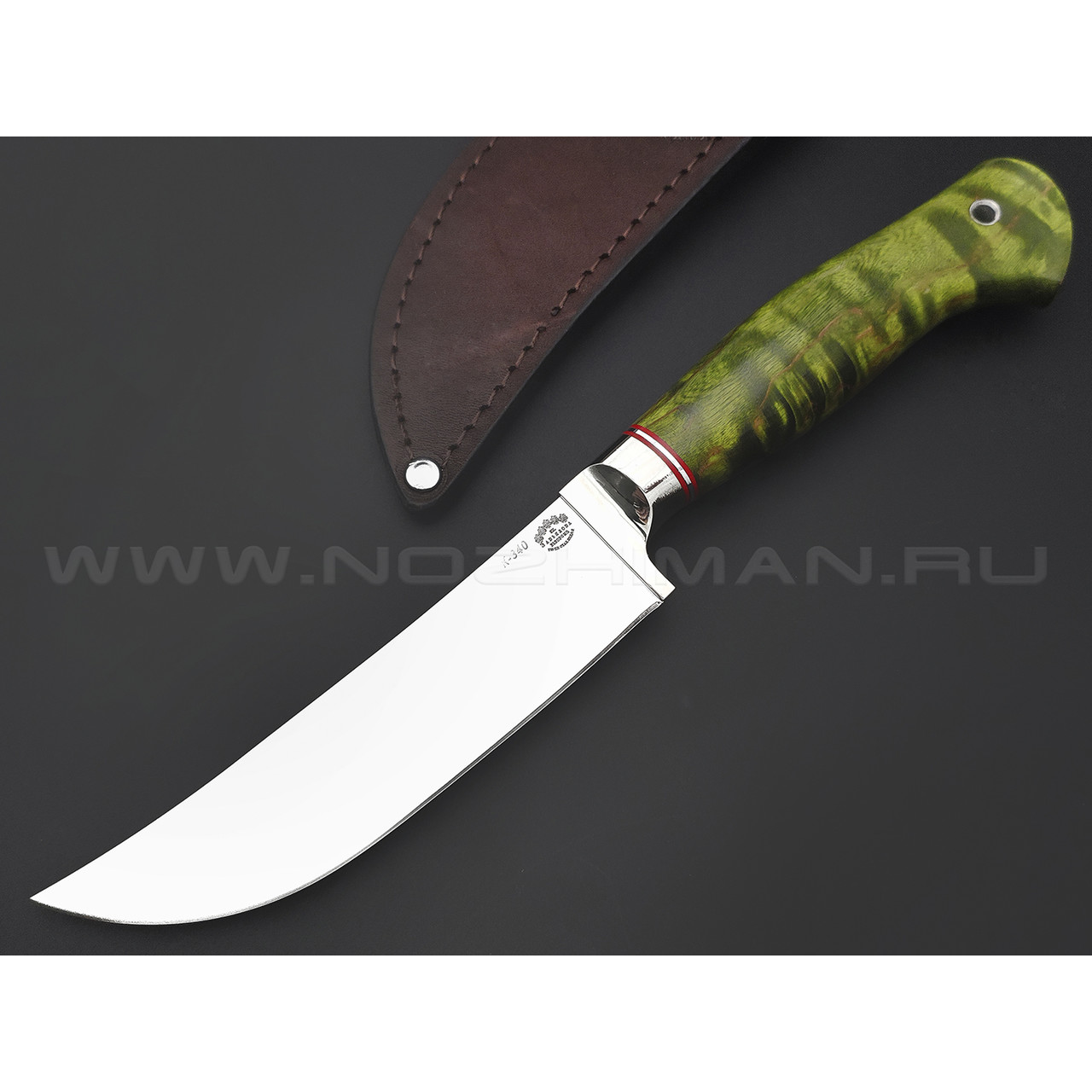 Товарищество Завьялова нож Пчак-М сталь K340, рукоять Карельская береза зеленая, мельхиор