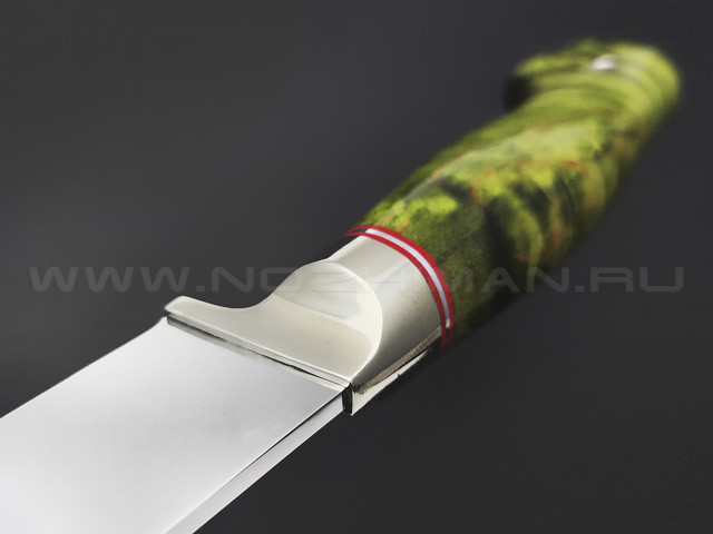 Товарищество Завьялова нож Пчак-М сталь K340, рукоять Карельская береза зеленая, мельхиор