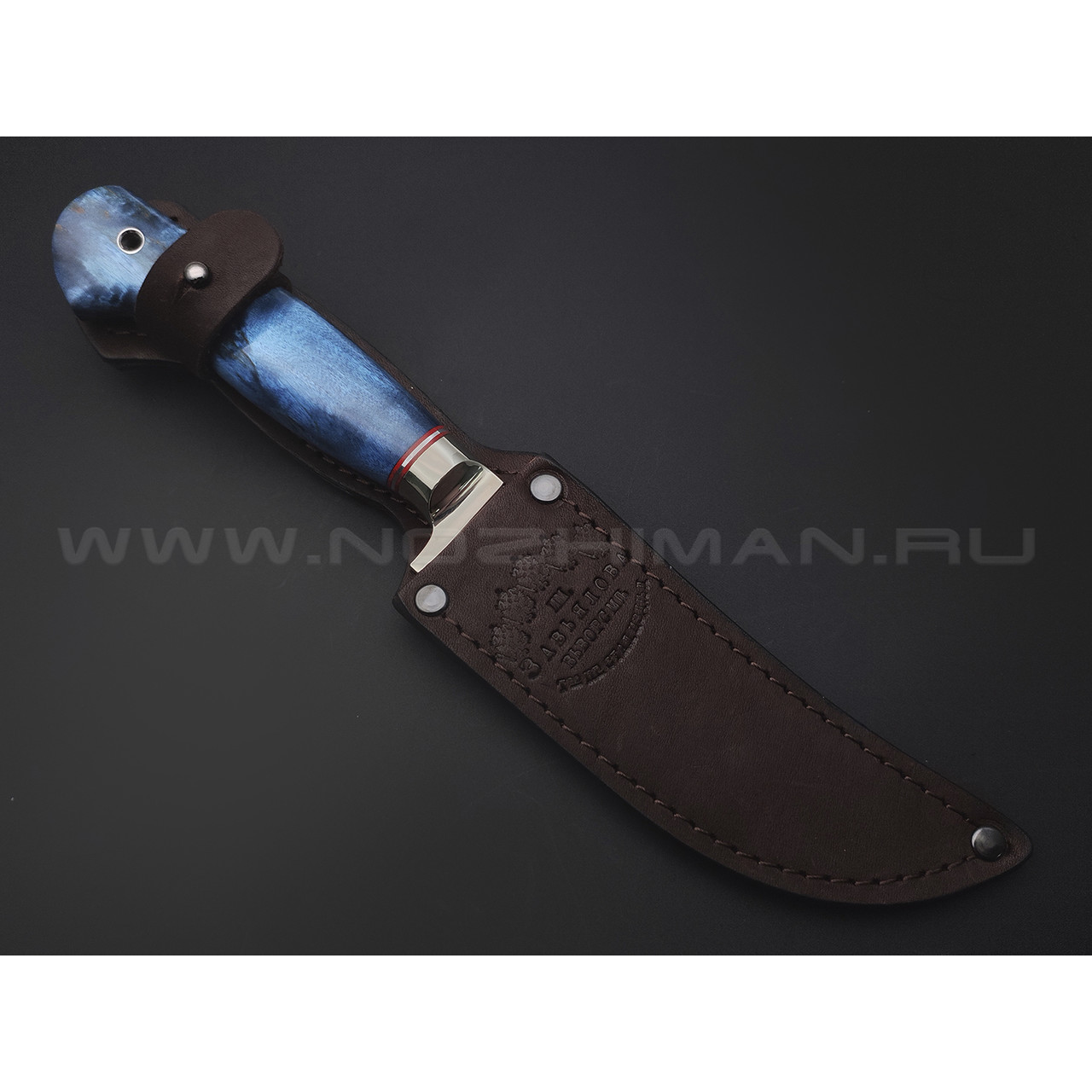 Товарищество Завьялова нож Пчак-М сталь K340, рукоять Карельская береза синяя, мельхиор