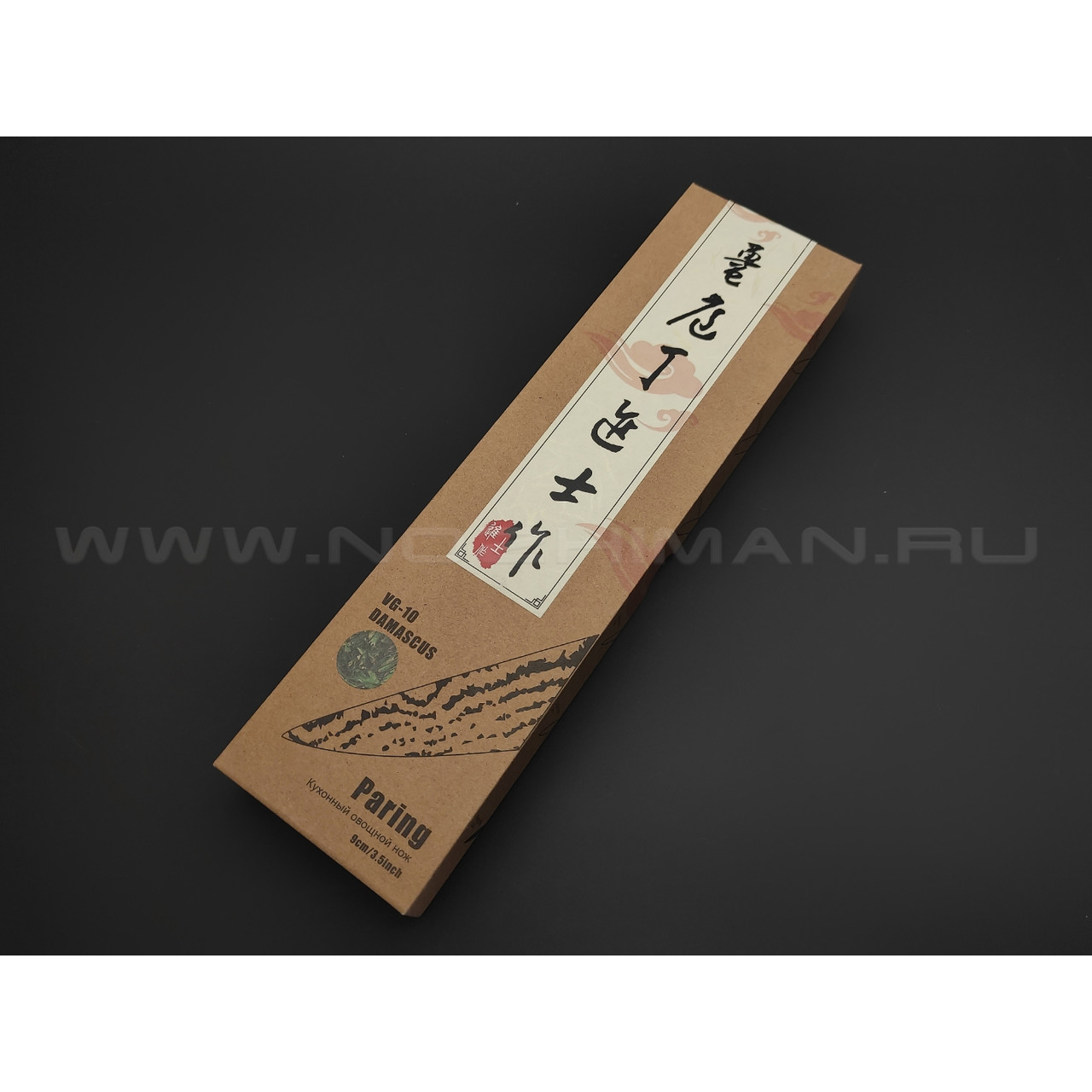 TuoTown D.JS Paring G613512 сталь Damascus VG-10, рукоять Acrylic composite green