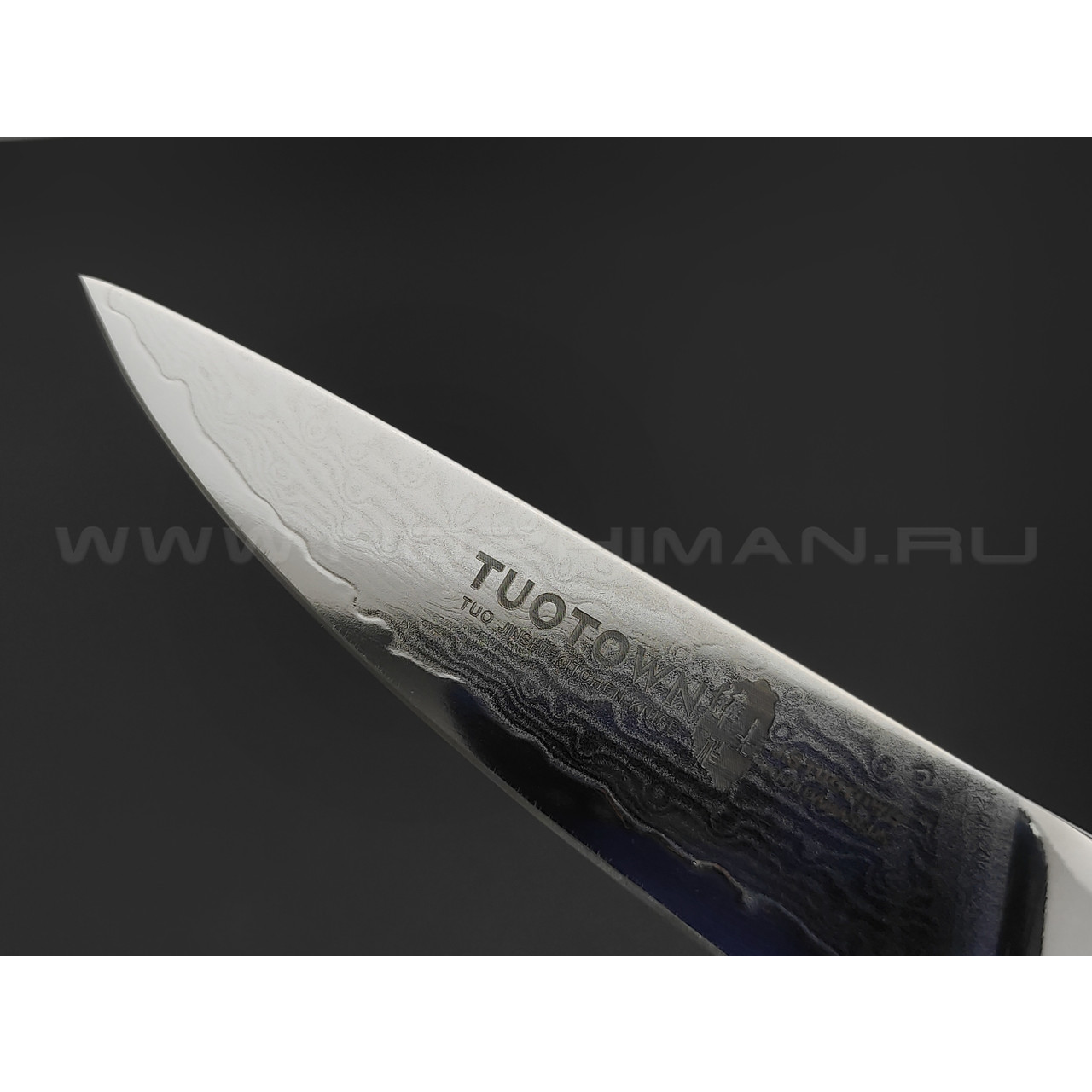 TuoTown D.JS Paring G613512 сталь Damascus VG-10, рукоять Acrylic composite green