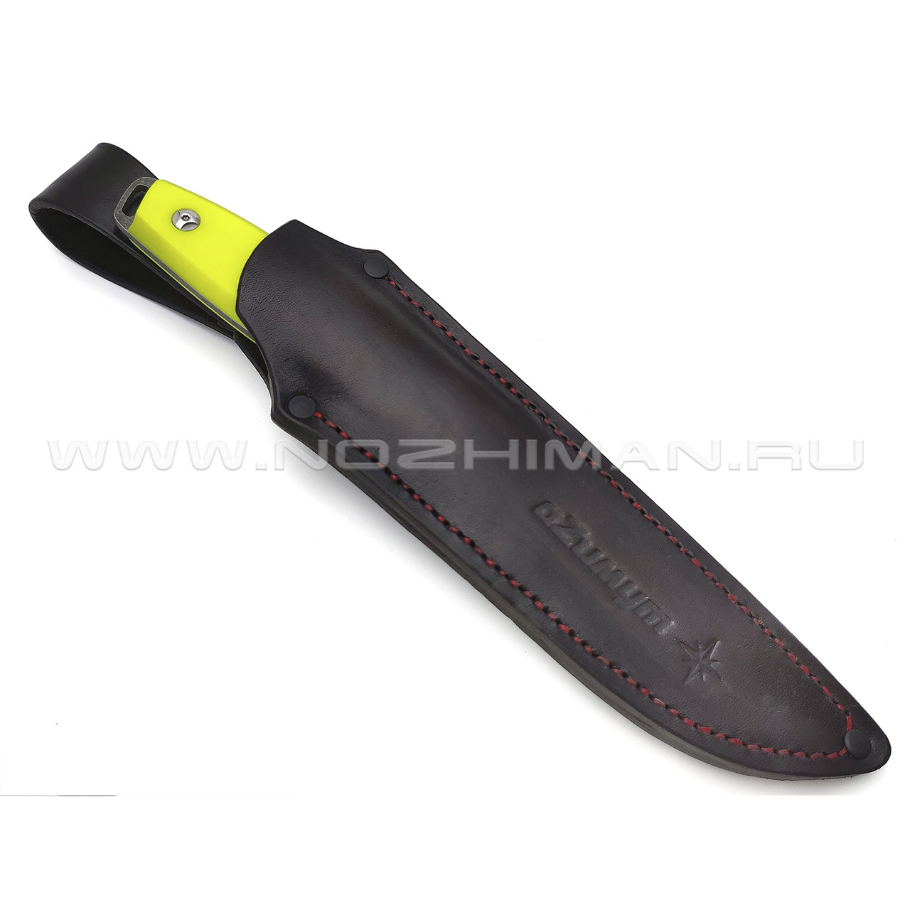 Роман Малинин нож "Азимут" сталь K110 блэквош, рукоять Микарта желтая