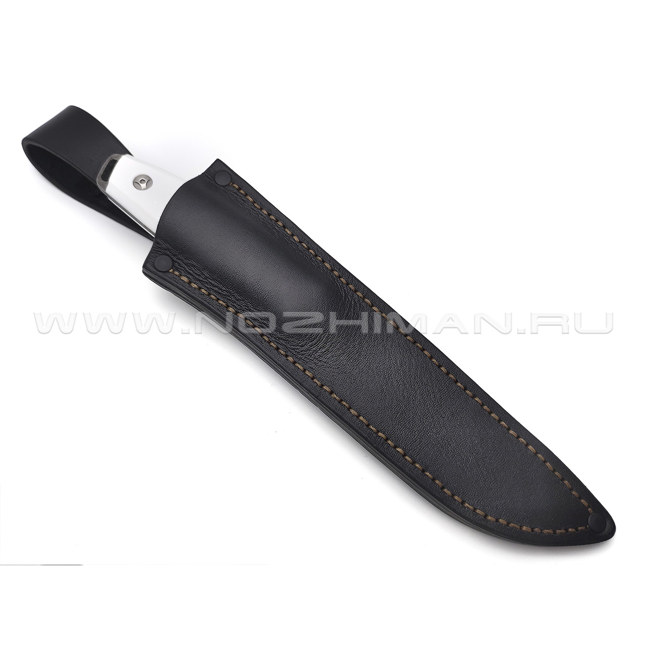 Роман Малинин нож "Азимут" сталь K110 блэквош, рукоять белый кориан