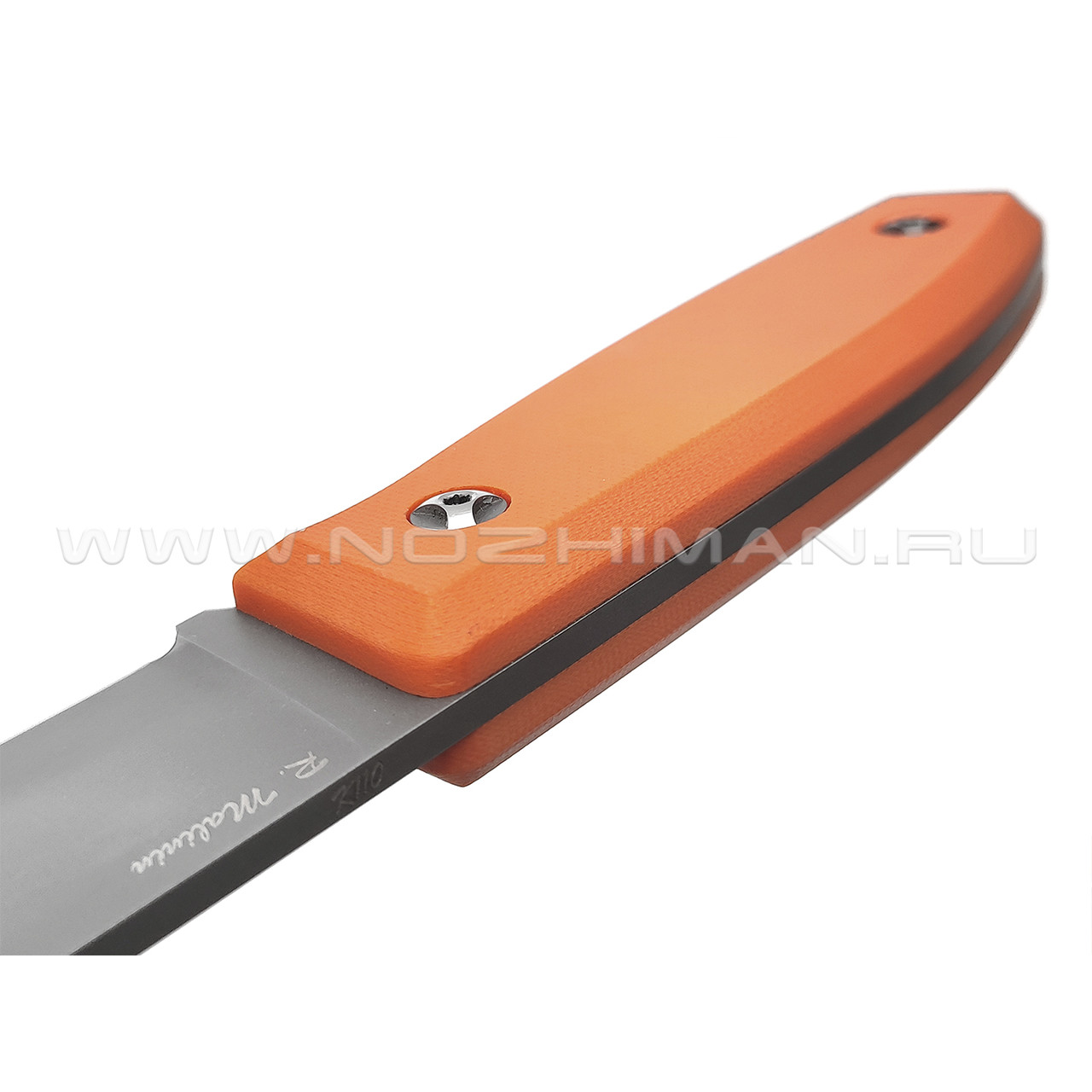 Роман Малинин нож "Азимут" сталь K110 bead-blast, рукоять G10 orange
