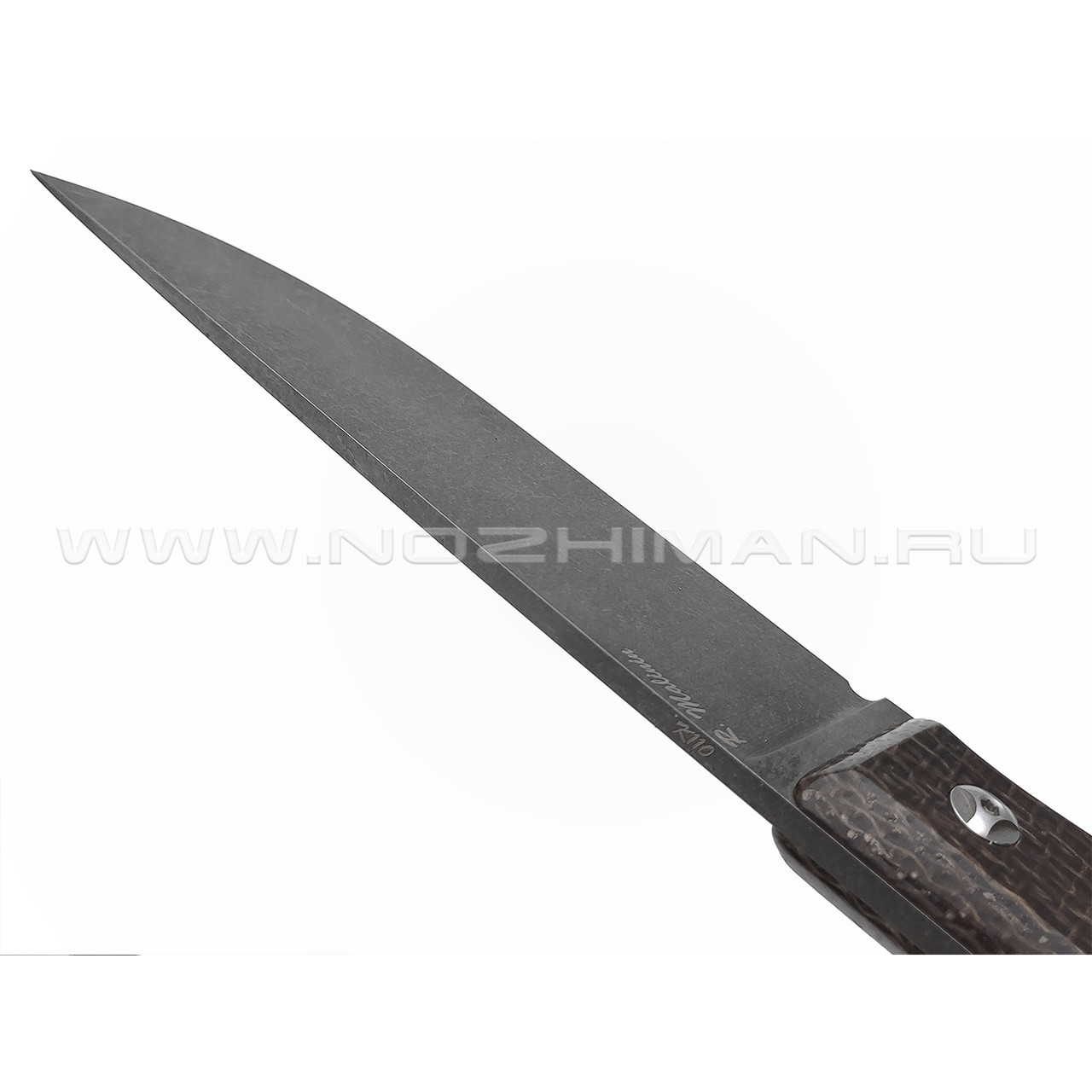 Роман Малинин нож "Азимут" сталь K110 блэквош, рукоять Микарта джут