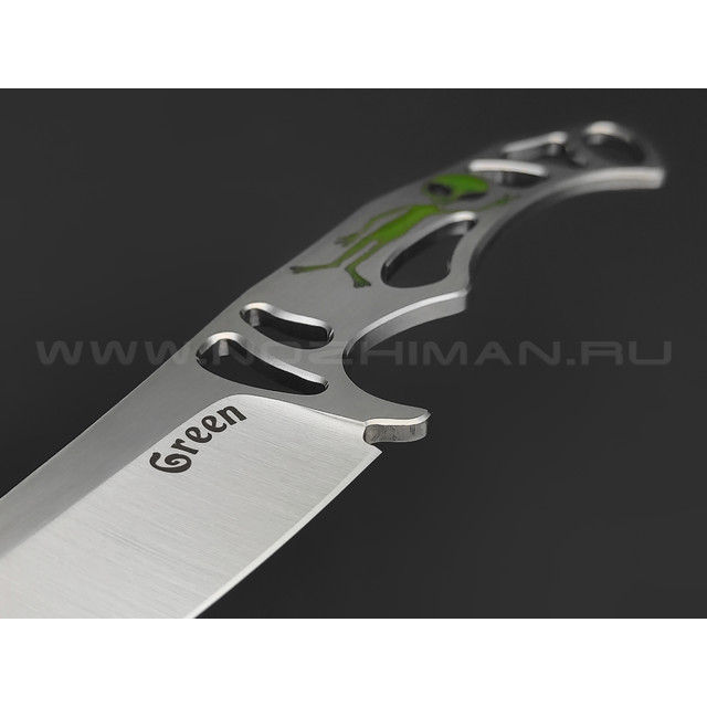 1-й Цех нож Green сталь 440C сатин, рукоять сталь, эмаль