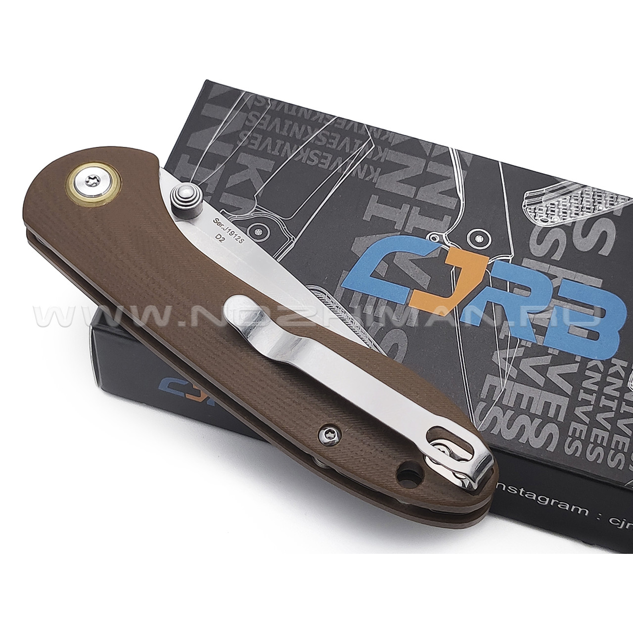 Нож CJRB Small Feldspar J1912S-BNC сталь D2, рукоять G10 brown