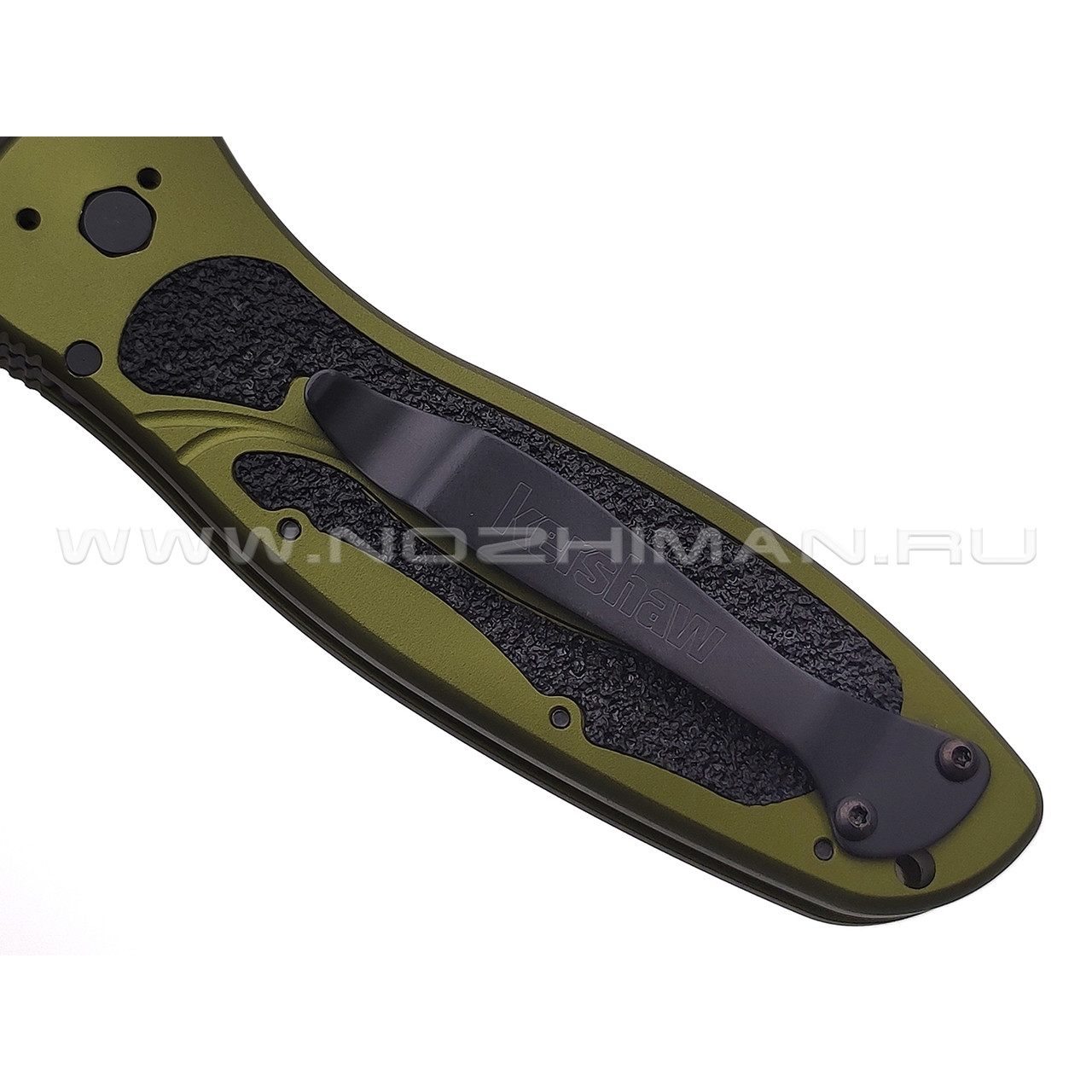 Нож Kershaw Blur 1670OLBLK сталь 14C28N DLC, рукоять Trac-Tec, Aluminum 6061-T6 green