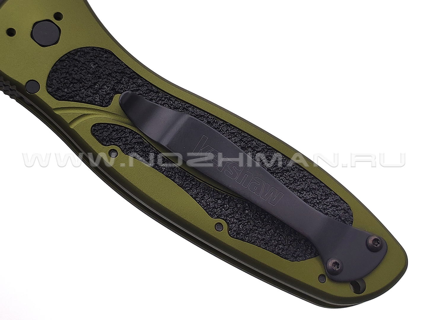Нож Kershaw Blur 1670OLBLK сталь 14C28N DLC, рукоять Trac-Tec, Aluminum 6061-T6 green