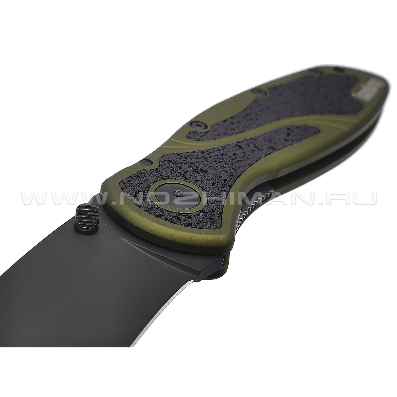 Нож Kershaw Blur 1670OLBLK сталь 14C28N DLC, рукоять Trac-Tec, Aluminum 6061-T6 green