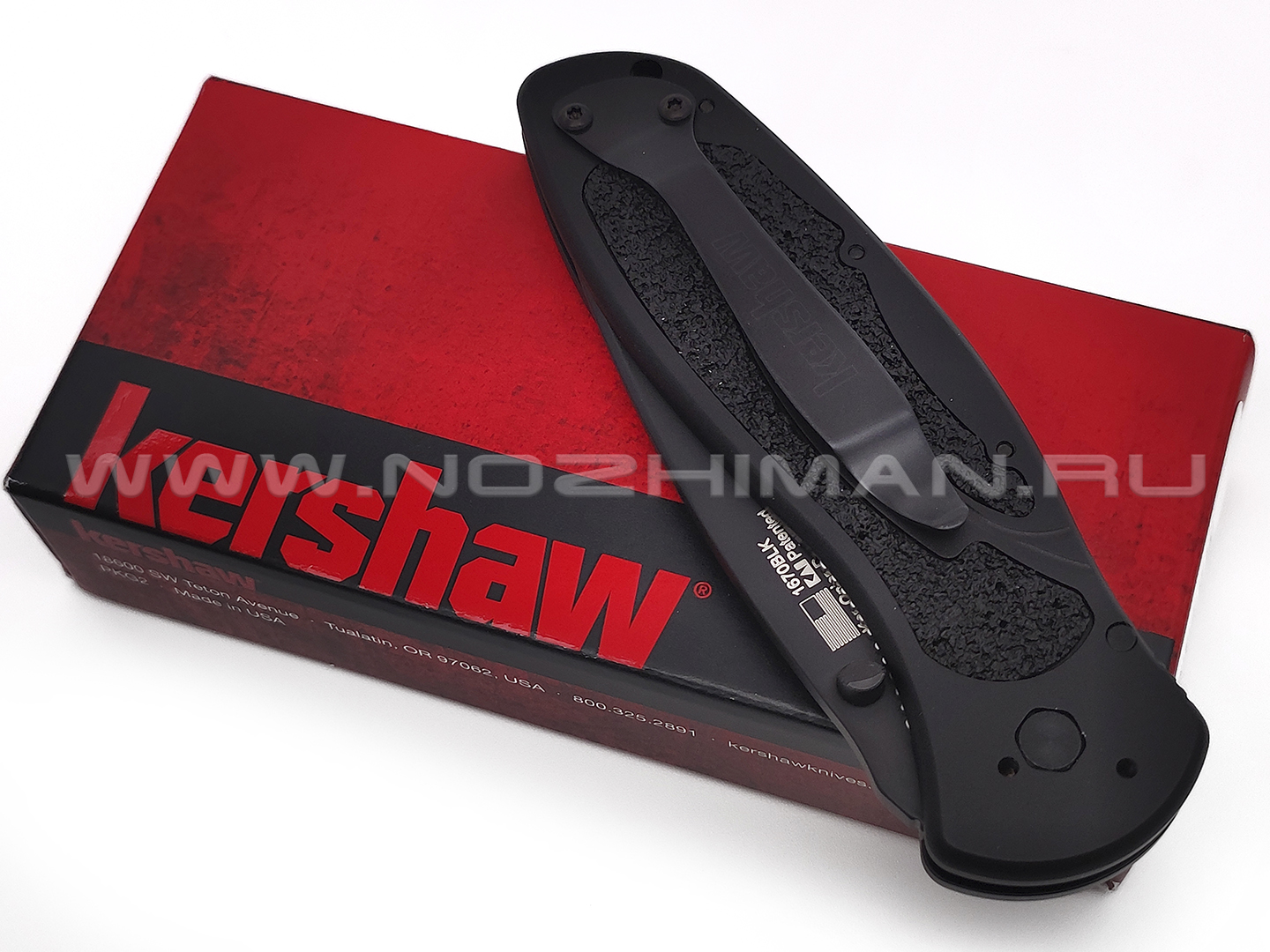 Нож Kershaw Blur 1670BLK сталь 14C28N DLC, рукоять Trac-Tec, Aluminum 6061-T6 black