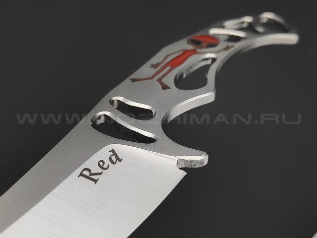 1-й Цех нож Red сталь 440C сатин, рукоять сталь, эмаль