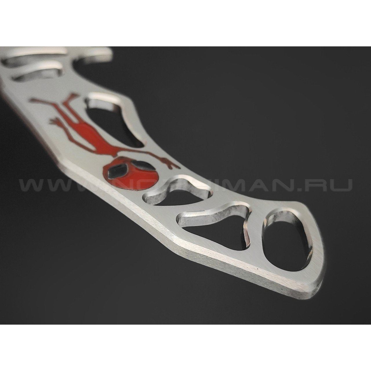 1-й Цех нож Red сталь 440C сатин, рукоять сталь, эмаль