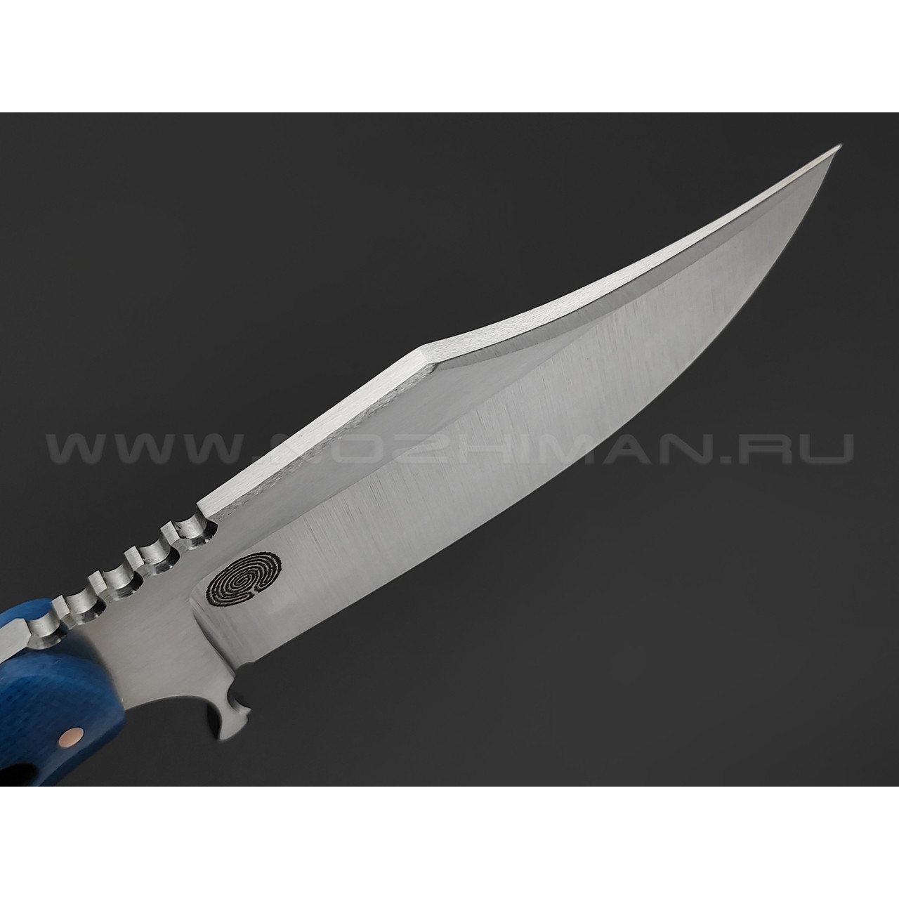 1-й Цех нож "Сиськи" сталь 440C, рукоять микарта blue