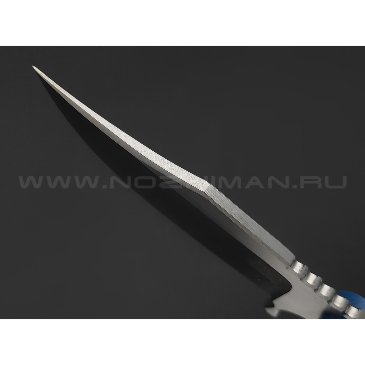 1-й Цех нож "Сиськи" сталь 440C, рукоять микарта blue