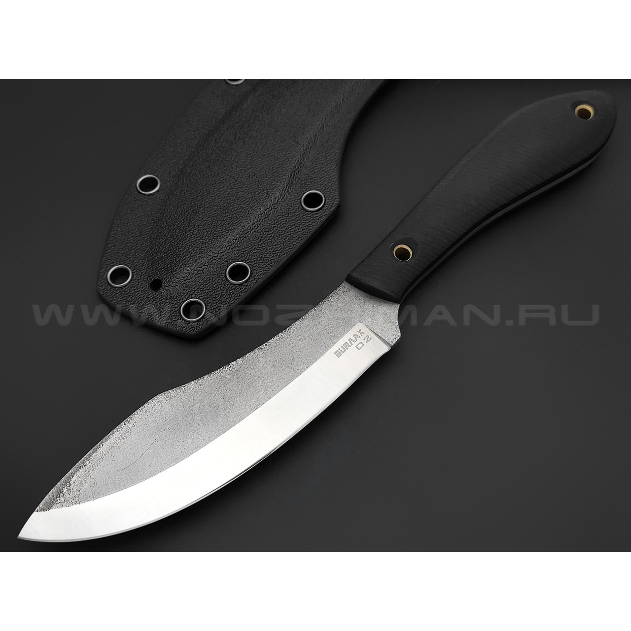 Burlax нож Канадец большой BX0188 сталь D2 satin, рукоять G10 black, ножны Kydex