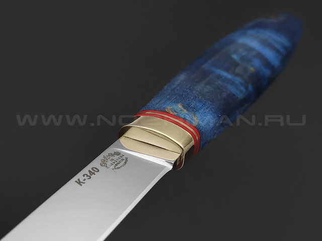 Товарищество Завьялова нож Маус сталь К340, рукоять Стаб. дерево синее, латунь