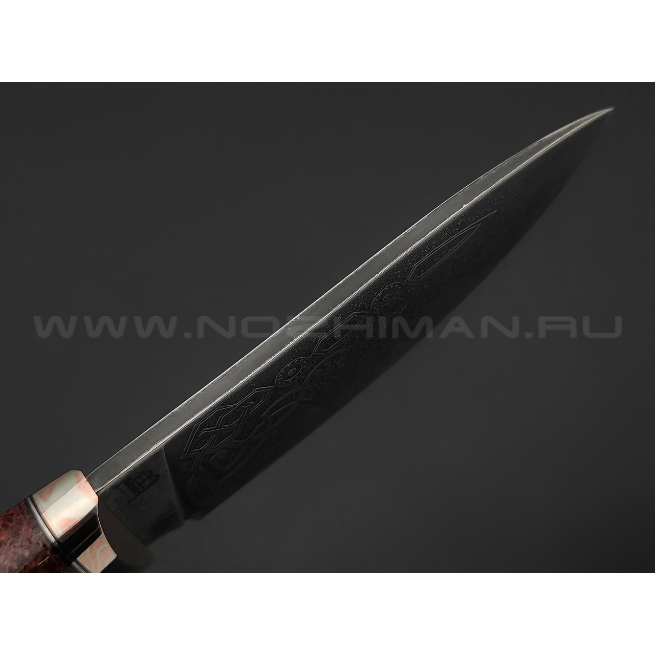 Дмитрий Болбат нож из стали CPM S125V, рукоять Якаранда, позвонок кита, мокумэ-ганэ