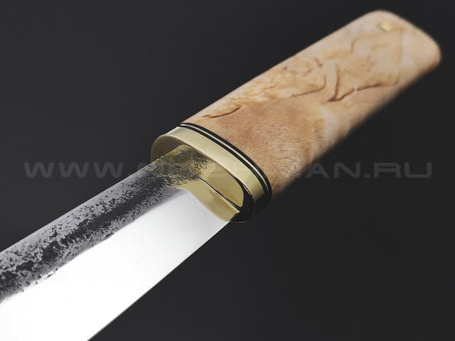 Товарищество Завьялова нож Якут-Б сталь K340, рукоять Карельская береза, латунь