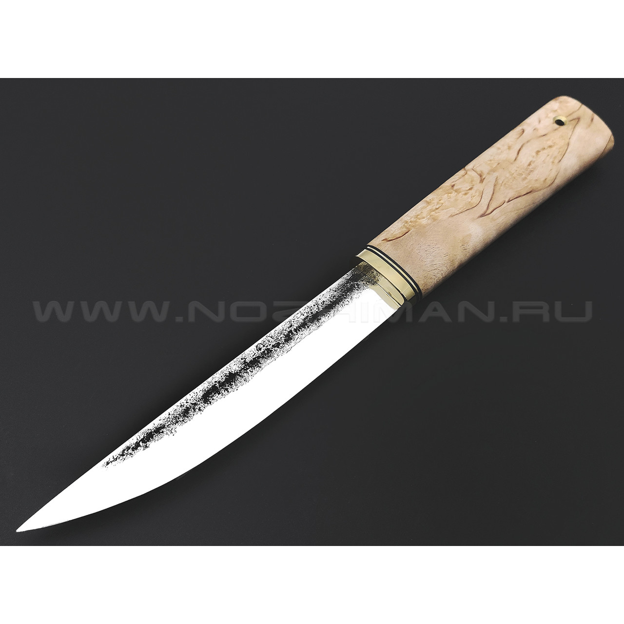 Товарищество Завьялова нож Якут-Б сталь K340, рукоять Карельская береза, латунь