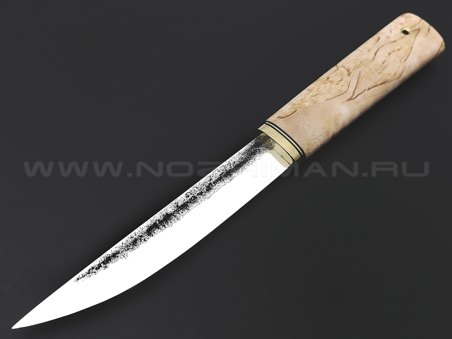 Товарищество Завьялова нож Якут-Б сталь K340, рукоять Карельская береза, латунь