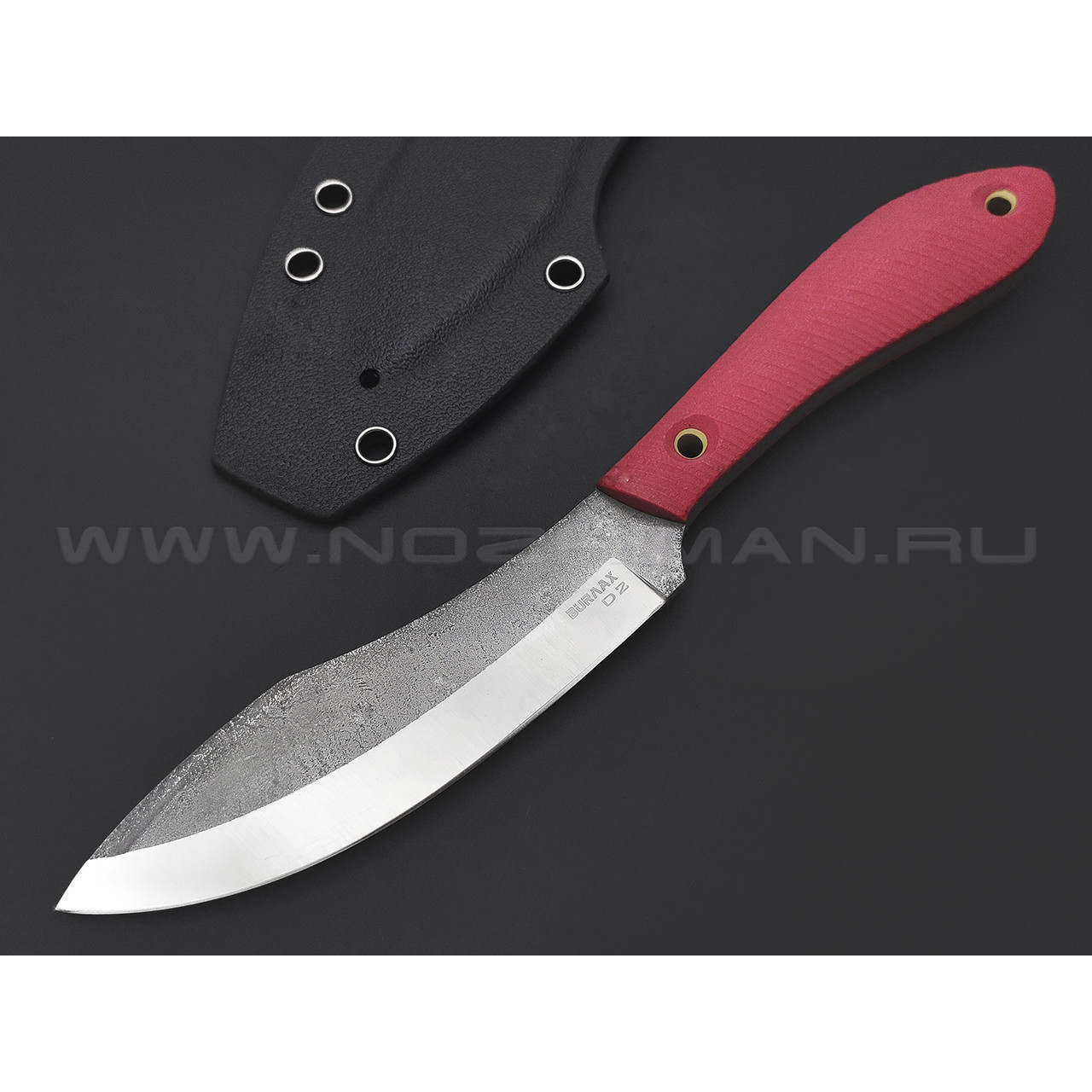 Burlax нож Канадец большой BX0189 сталь D2 satin, рукоять G10 red, ножны Kydex