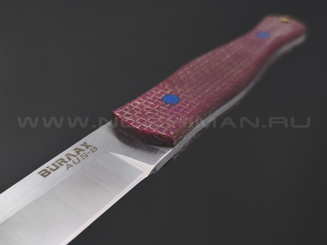 Burlax нож BX0185 сталь Aus-8 satin, рукоять Micarta burgundy