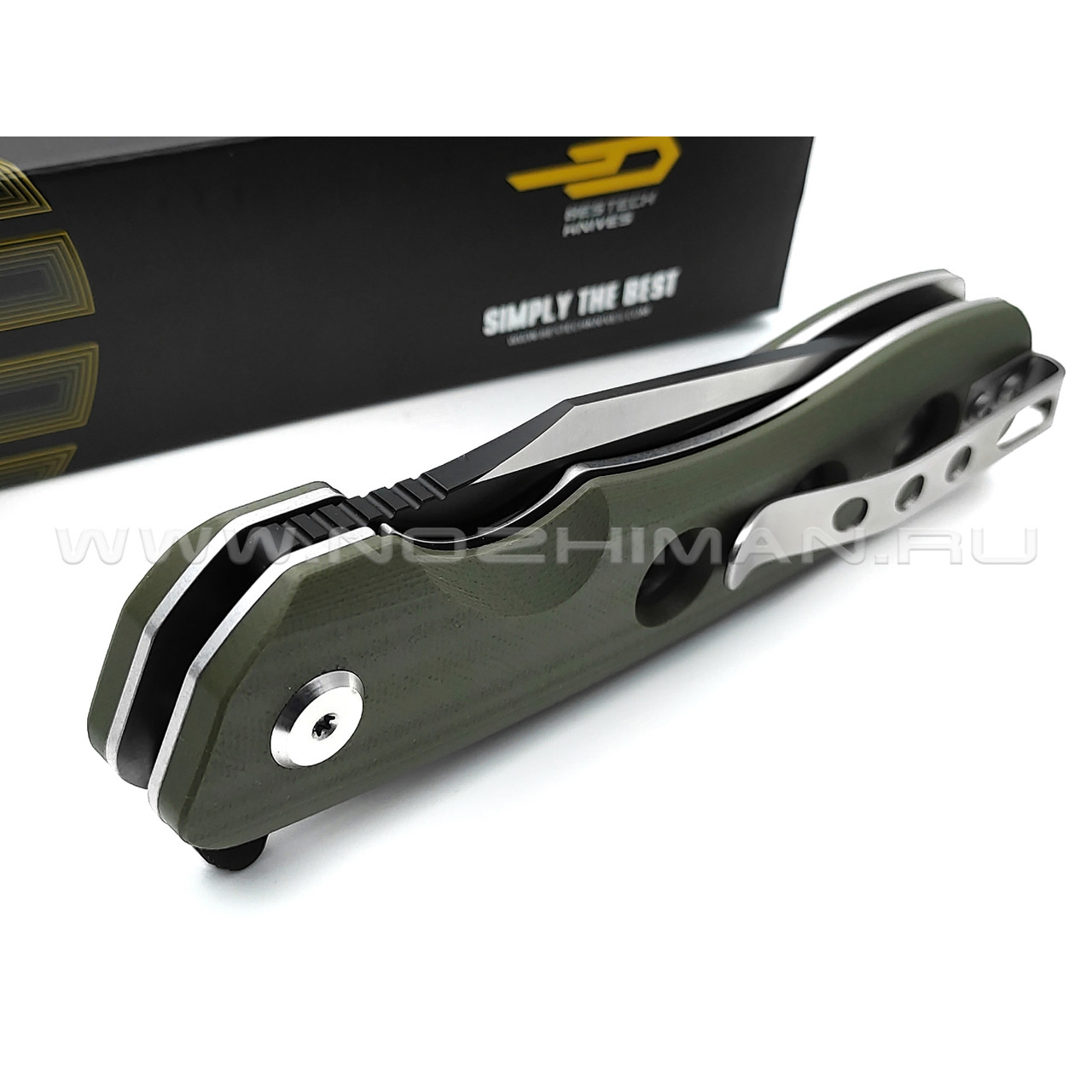 Нож Bestech Arctic BG33B-1 сталь D2 блэквош, рукоять G10 OD green
