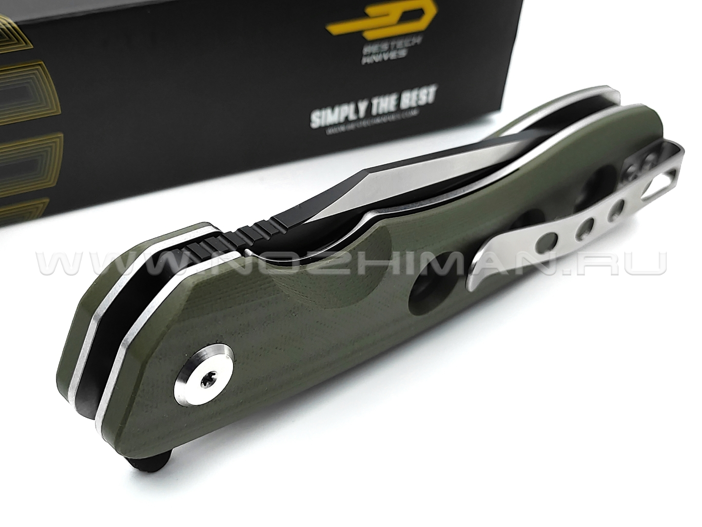 Нож Bestech Arctic BG33B-1 сталь D2 blackwash, рукоять G10 OD green