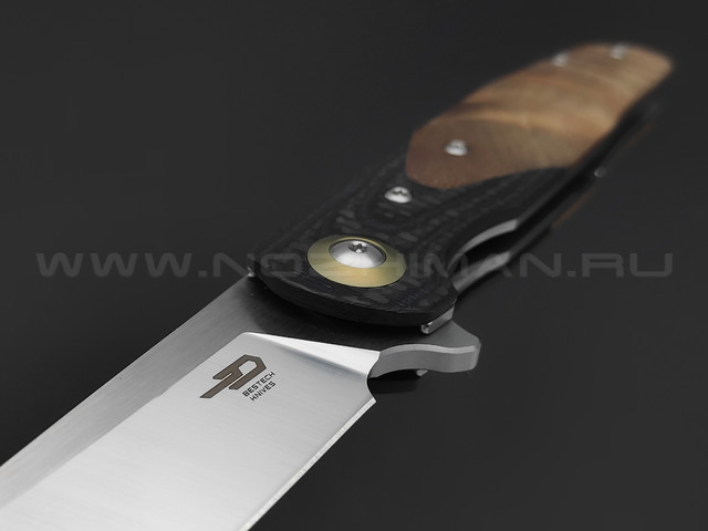 Нож Bestech Ascot BG19D сталь 14C28N satin, рукоять Carbon fiber, G10, дерево