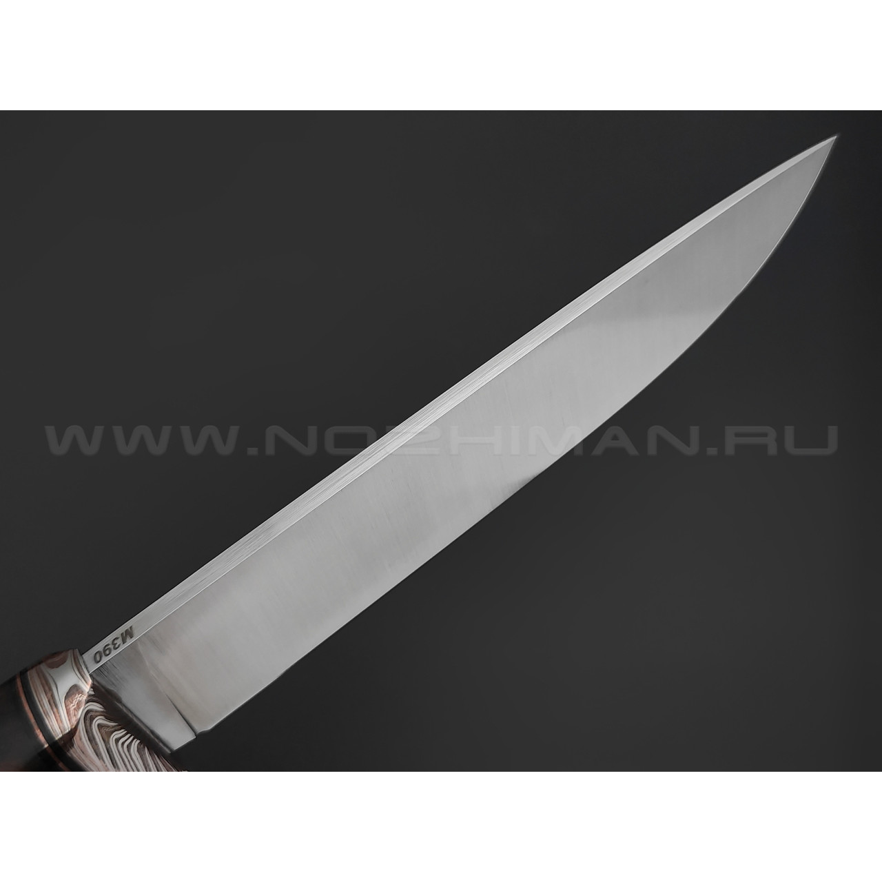 Товарищество Завьялова нож Ладья-2 сталь M390, рукоять Айронвуд, мокумэ-ганэ, пины