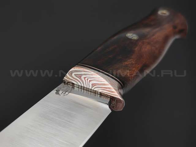 Товарищество Завьялова нож Ладья-2 сталь M390, рукоять Айронвуд, мокумэ-ганэ, пины