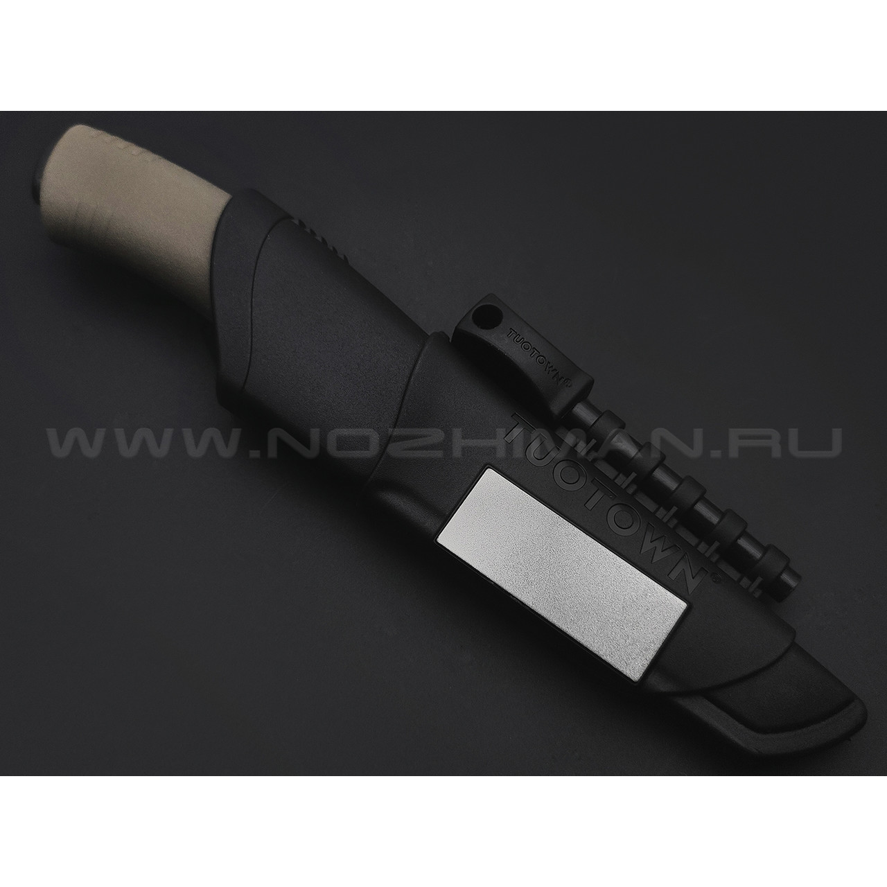 TuoTown нож Forester 1 green с огнивом и алмазным бруском, сталь Aus-8, рукоять GRN, эластрон