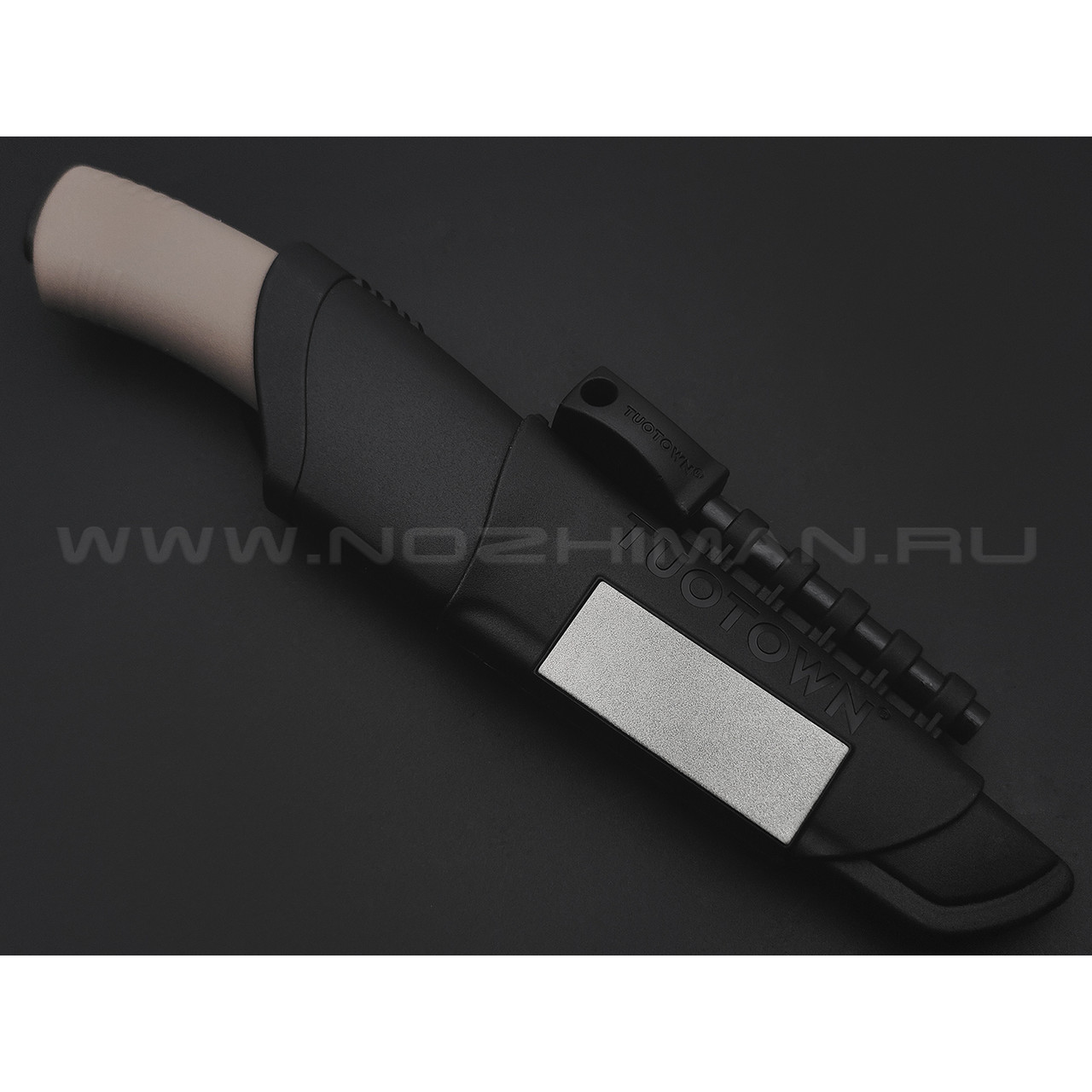 TuoTown нож Forester 2 tan с огнивом и алмазным бруском, сталь Aus-8, рукоять GRN, эластрон
