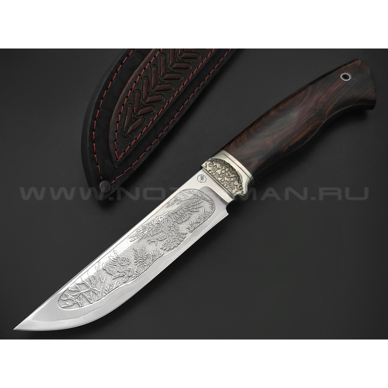 Нож Тигр сталь Ламинат PGK-95Х18, рукоять Айронвуд, мельхиор (Фурсач А. А.)