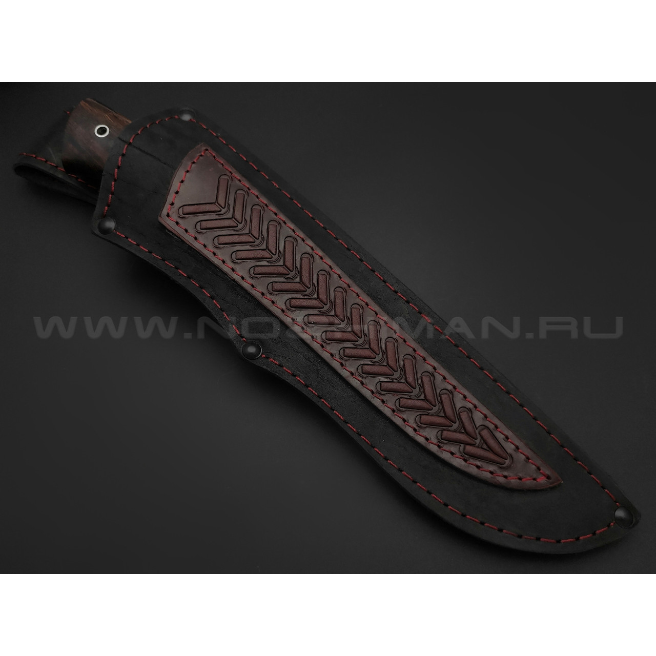 Нож Клык-2 сталь PGK, рукоять Айронвуд, рог лося с пирографией, мельхиор (Фурсач А. А.)