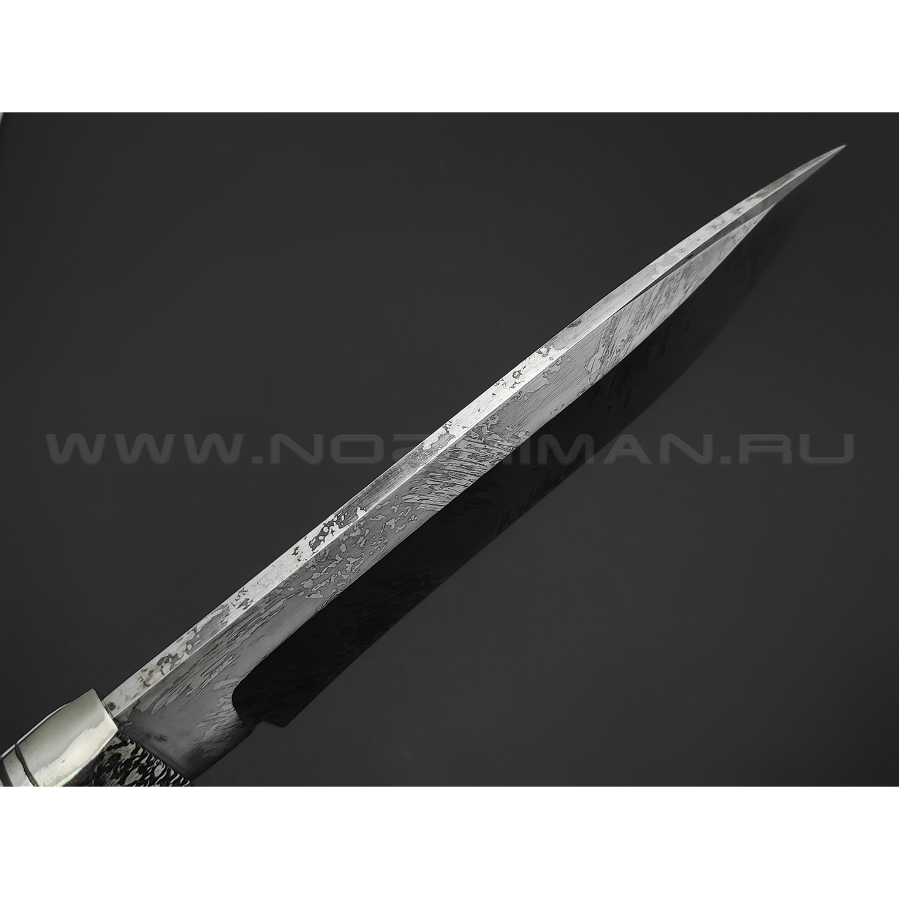 Нож Волк-2 сталь PGK, рукоять Айронвуд, рог лося с пирографией, мельхиор (Фурсач А. А.)