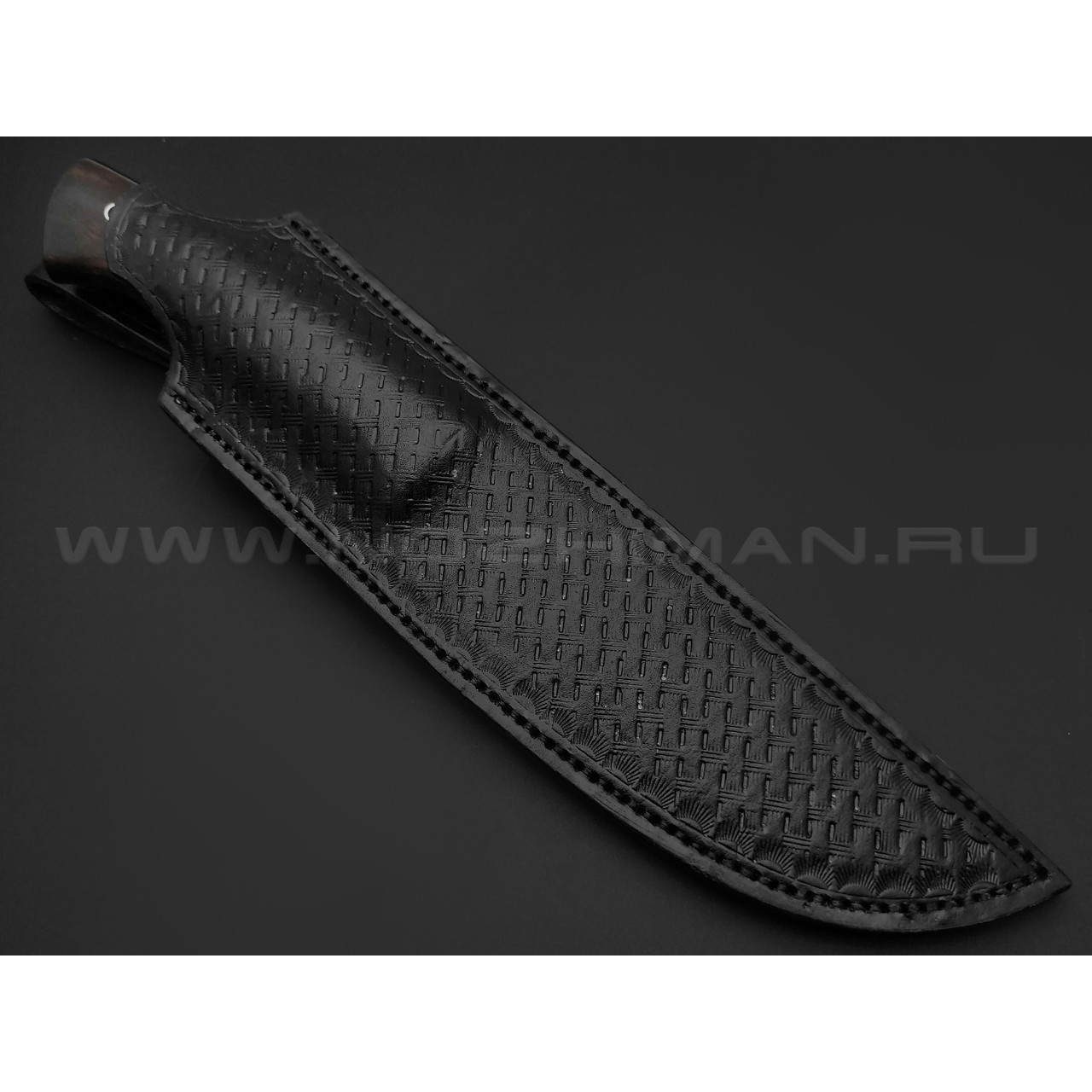 Нож Волк-2 сталь PGK, рукоять Айронвуд, рог лося с пирографией, мельхиор (Фурсач А. А.)